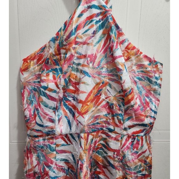 Hutch Anthropologie Women's Maui Halter Dress Colorful Palm Leaf Feather Size 10 - Picture 5 of 13